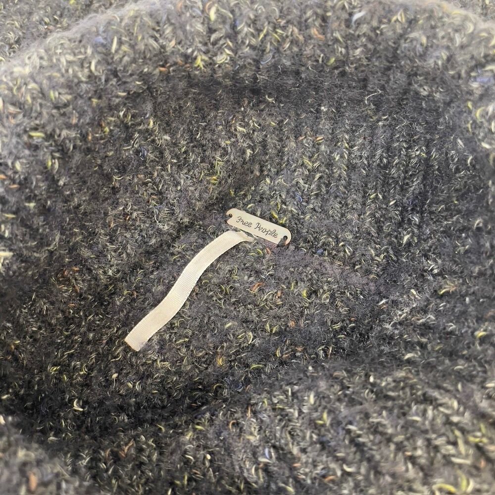 Free People Women's XS Dylan Tweedy Pullover Cowl Neck Wool Linen -CHARCOAL GREY - Picture 3 of 3